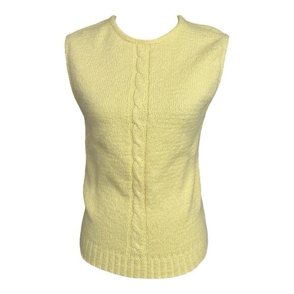Vintage LL Bean Butter Yellow Knit Top Preppy Old Money New England Coastal Sz L - Picture 3 of 10